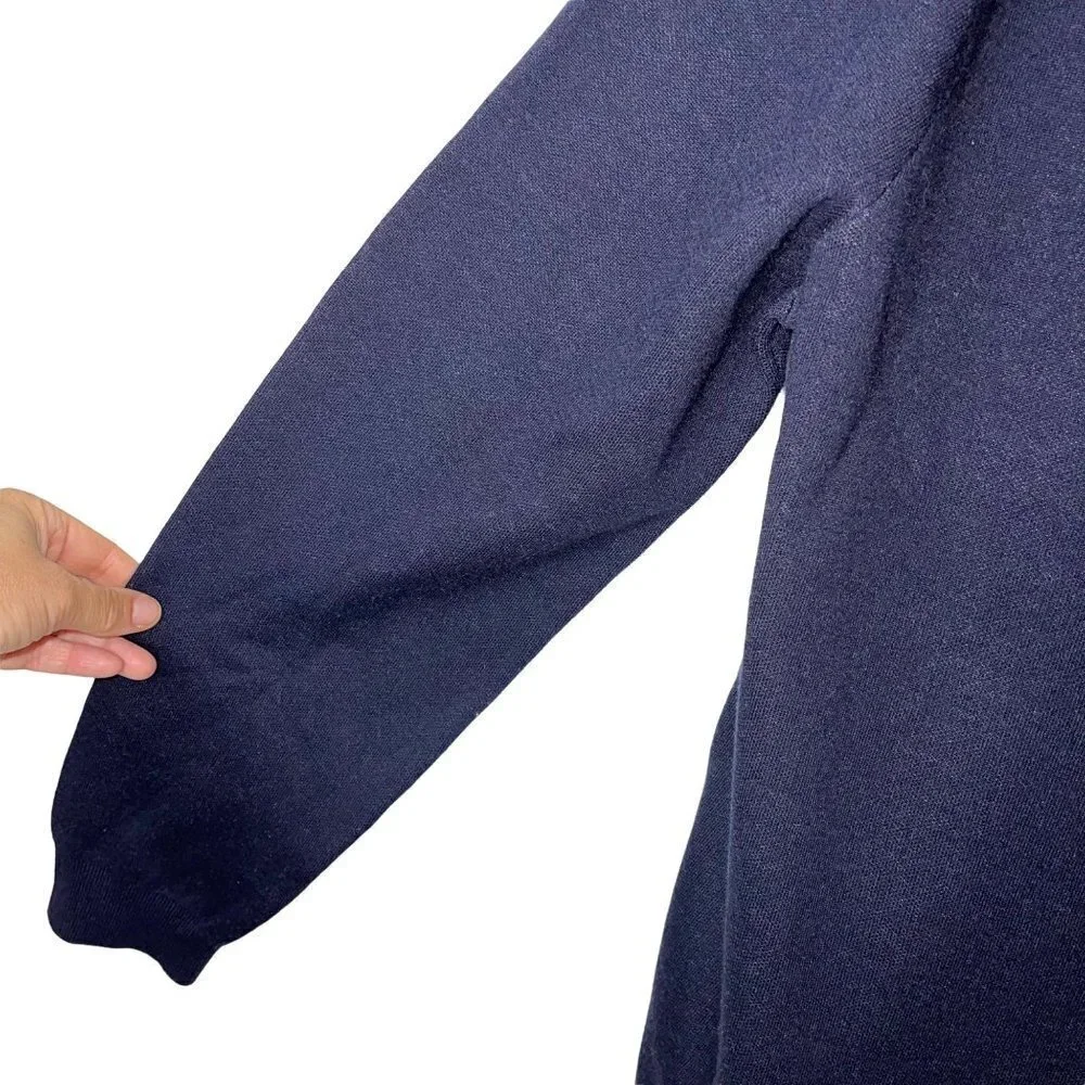 Theory Mens Sweater Blue Gray Size XL Wool Spandex Colorblock Sleeve Crew Neck